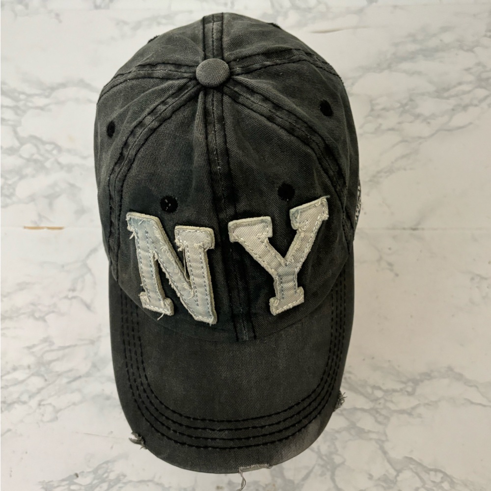 Air Force New York Distressed Strapback Hat Men’s Gray Stonewashed Cap - Picture 4 of 6
